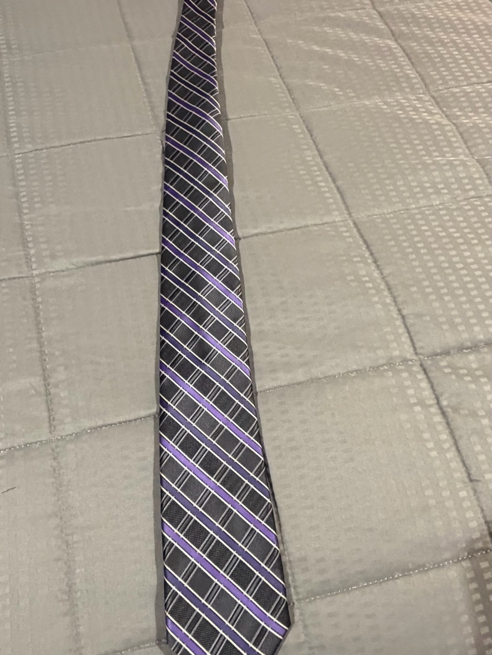 Men's Black and Purple Diagonal Stripe Tie